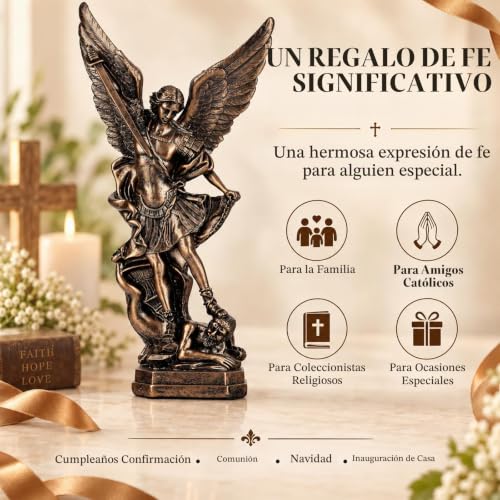 Miniatura 8 de Estatua Del Arcángel Miguel De 31,8 Cm Con Aspecto De Bronce Figura De San Miguel Arcángel De Resina Sintética Figura Clásica De Ángel Para Colección Figura Católica De Ángel Para Colección Y