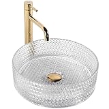Rea LAVABO DE ENCIMERA Cristal Transparente Lavabo de Baño 355 x 355 x 115 mm...