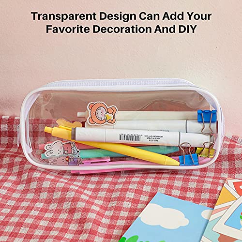 CHEERYMAGIC Clear Pencil Bag, Clear Exam Pencil Case, Waterproof PVC Zippered Comestic Storage Pouch Travel Luggage Pouch Make up Cosmetic Bag (White) - Image 5