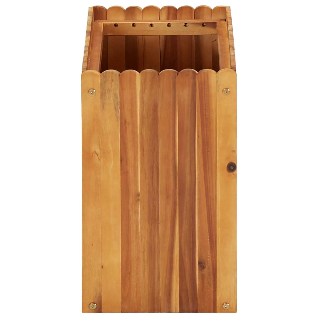 Garten-Hochbeet 50x30x50 cm aus massivem Akazienholz geölt, rustikales Pflanzkübel Design mit Lattendesign, wetterfestes Pflanzgefäße für Balkon Terrasse und kleine Flächen