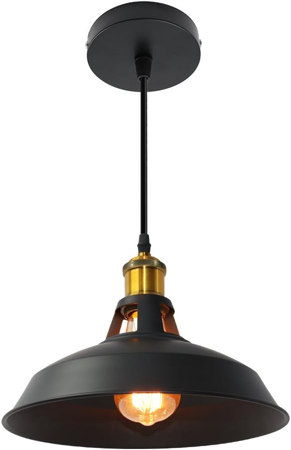 Ledhopp Ceiling Lamp Ceiling Light Semi Flush Mount Ceiling Lamp Ceiling Light Metal Pendant Light for Dining Room Bedroom Livingroom (Black, dia-10.6inch)
