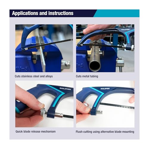 Eclipse Professional Tools EPMS150 Mini scie à métaux (6") - Scie compacte et polyvalente à prise ergonomique et confortable - Mécanisme de changement rapide de lame – Image 6