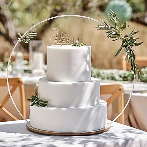 Wooden Hoop Wedding Cake Stand,White, Brown,66cm Cover