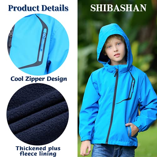 Boys Rain Jackets Waterproof Fleece Hooded Lightweight Windbreaker Coats for Kids3