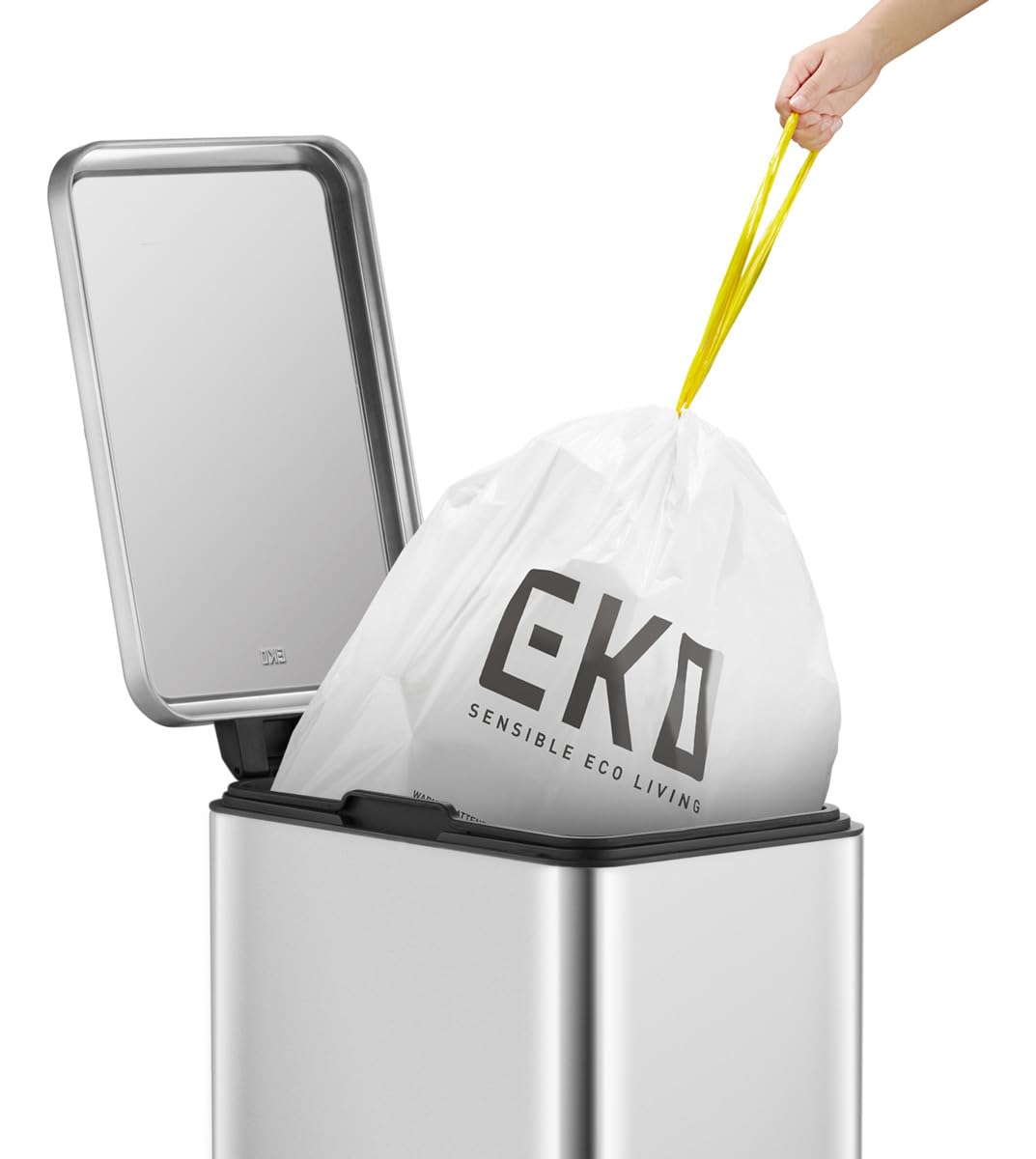 EKO Stella Slim Küchenmülleimer, 30 l, mit Pedal und Soft-Close-Deckel, Edelstahl, Anti-Fingerabdruck, moderner und robuster Mülleimer, große Kapazität für Recycling