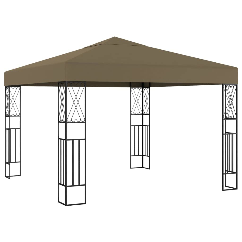 Pawilon ogrodowy, 3 x 3 m, kolor taupe, z łańcuchem świetlnym LED, stalową ramą i materiałem poliestrowym, składany pawilon na taras, balkon, imprezę w ogrodzie, grillowanie, wesele, festiwal