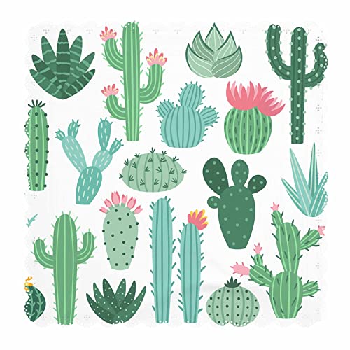 Mxocom Mexican Cactus Aloe Cloth Napkins Set Of 4 Desert Spiny Plant Flowers Bloom Summer Garden Cute Cartoon Dinner Napkins Washable For Home, Parties, Weddings And Banquet 18 X 18 Inch #TOP22