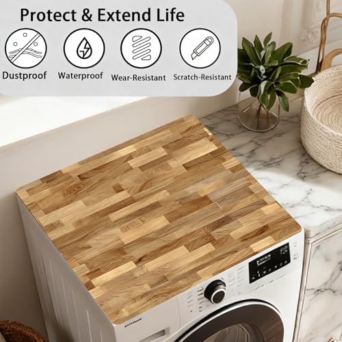 Image of Washer Dryer Top Cover Mat, Non-Slip Laundry Room Decor, Laundry Room Kitchen Appliance Decor Protector Universal 23.6 inchx19.7 inch (Wood Grain 3)
