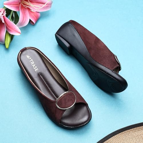 Image of TRASE Women's Fashion Sandals | Faux Leather Comfortable and Stylish Wedges | For Casual Wear & Formal Wear Occasions | For Women & Girls