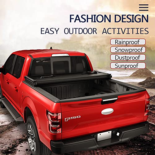 Carmocar WS-H145 Hard Tri-Fold Tonneau Cover Replacement For 2015-2024 Ford F-150 Styleside 5.5 Inch Black Truck Bed Cover thumb #2
