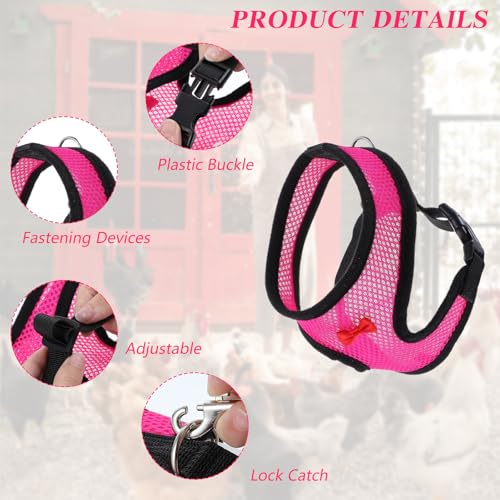 1 Stück Hühnergeschirr mit Leine,Einstellbar Hühnerzubehör,Komfort und Haltbarkeit Hühnerleine mit 1 Meter Abschleppseil,für Hühner,Enten,Gänse und Kleine Haustiere (Rosa, M)(Rosa)
