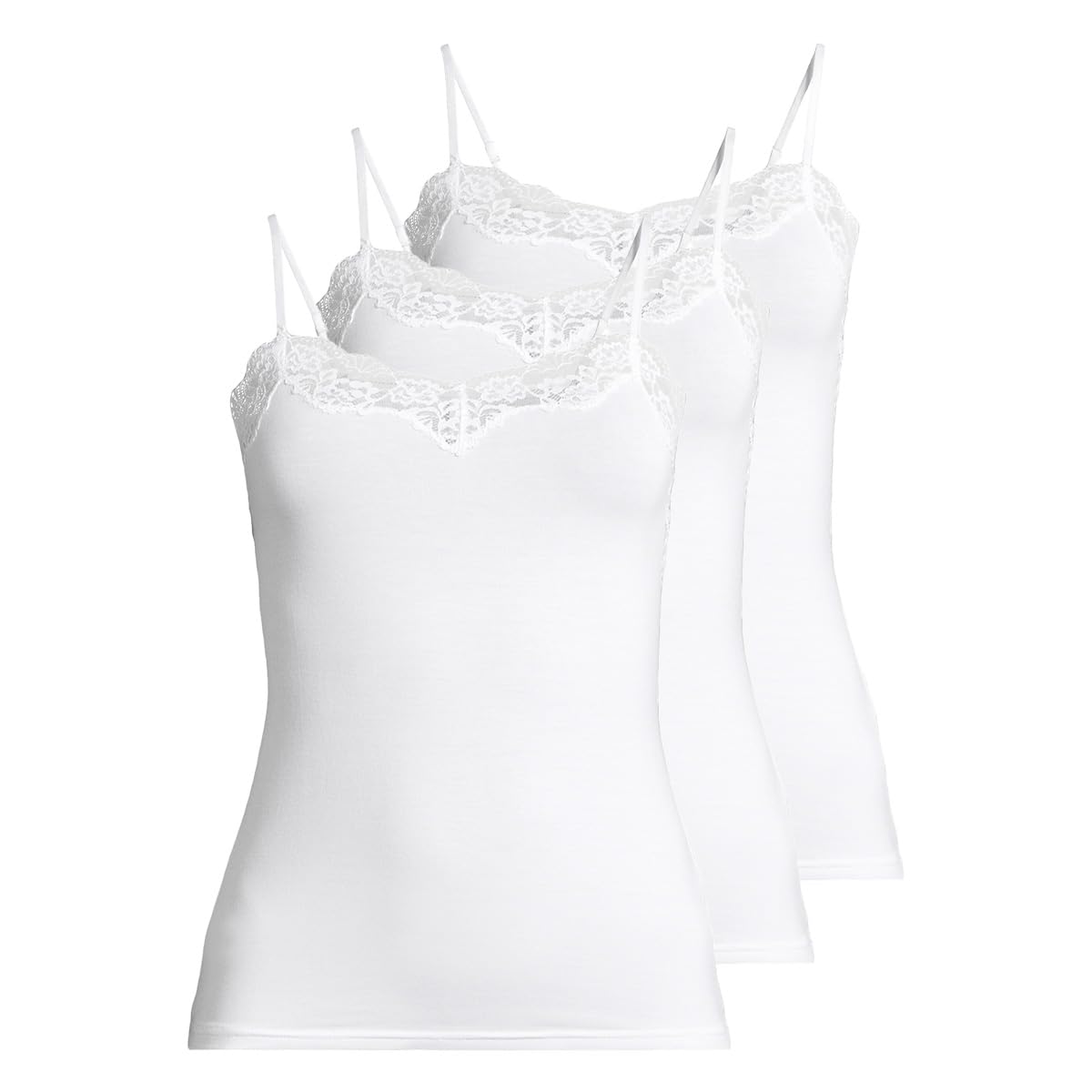 Nina von C 3er Pack Romance - Damen - Spaghetti Top - Unterhemden - Atmungsaktiv