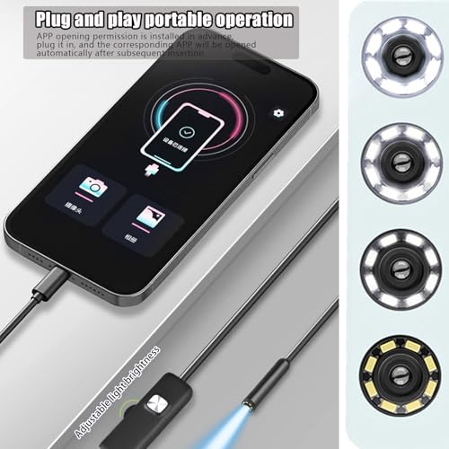 Lichffy Endoscope Camera with Light, 1920P HD Borescope Tools with 6 Adjustable LED Lights, 5.5mm IP67 Waterproof Inspection Camera Endoscope with 16.4ft Semi-Rigid Snake Camera for iOS and Android