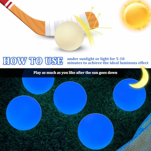 image for Deekin 8 Street Hockey Balls Glow in The Dark Sports Balls for Indoor 