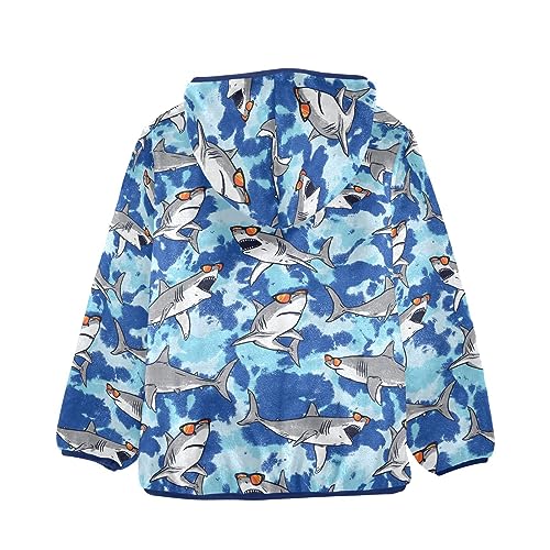 Funny Sharks Tie Dye Boys Fleece Hoody Jacket Zip Up Coat Warm Fall Winter Plush Jacket Long Sleeve Outerwear2