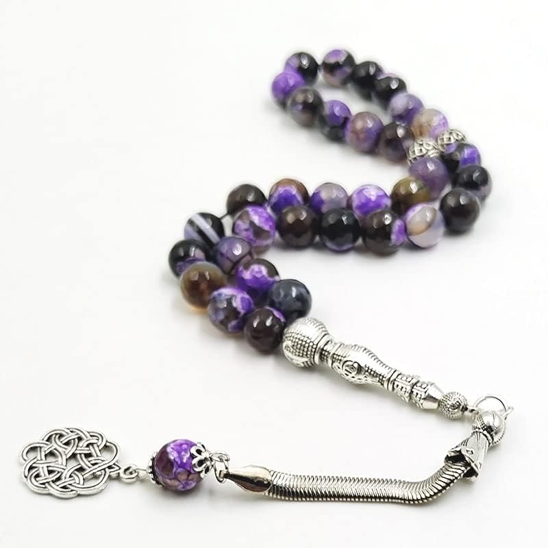 Miniatura 8 de ALBASHAN Cuentas de oración ágata morada Tasbih Rosario musulmán Turco Accesorios Mano 0.394 in 33 45 51 66 99 100 Cuentas Pulsera árabe
