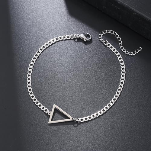 Pulsera de acero inoxidable con charms geométricos para mujeres y hombres miniatura 2