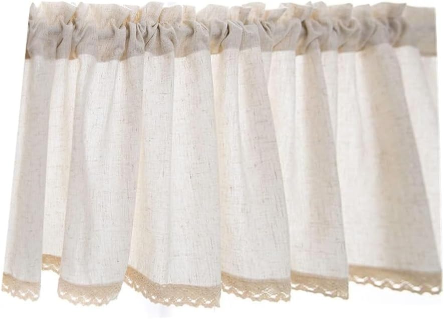 ❀ short curtains, Cotton Linen Café Curtain Valance Kitchen Short Curtain Country Style Half Window Treatment Small Curtain Panel for Bathroom Bedroom Living Room ( Color : Beige , ( Color : Beige , S