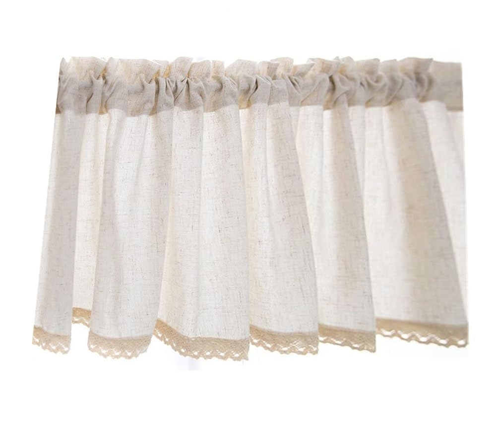 Cortinas opacas cortas estilo café de lino premium para media ventana de salón