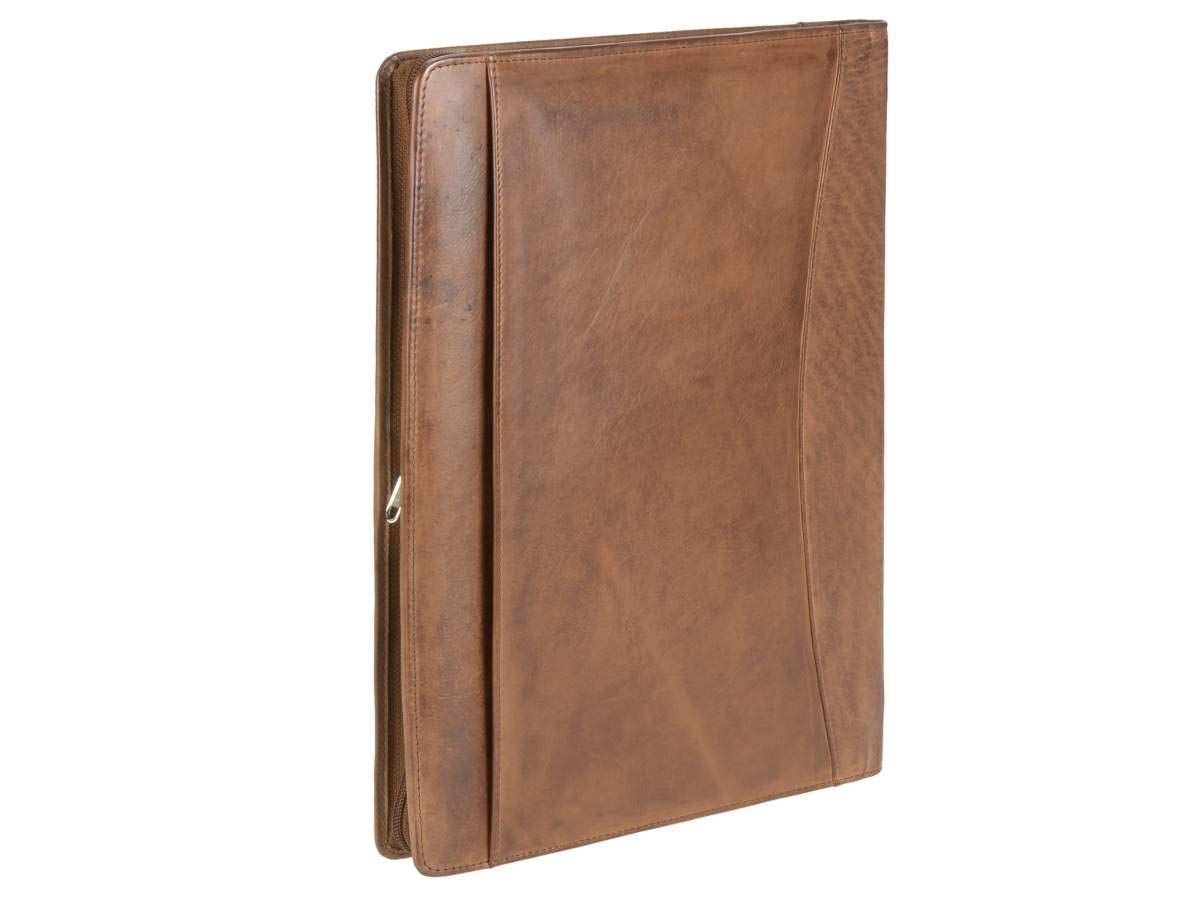 Bear Design Schreibmappe Leder Konferenzmappe braun A4 Orgamappe Cognac braun