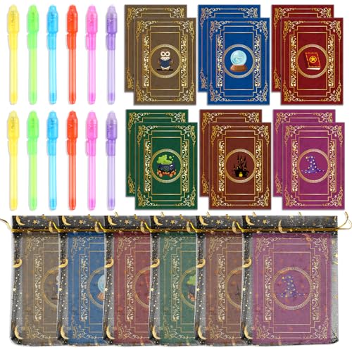 MinFyberd 36PCS Magical Party Favors 12 Invisible Ink Pen 12 Notebook and 12 Gift Bag Set Spy Magic Markers Pen Party Favors for Birthday Goodie Bag Stuffers Secret Message Prizes