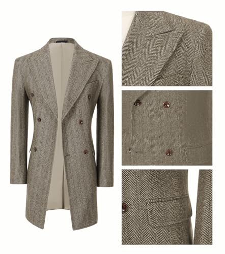 Men Trench Coat Peacoat Jackets Male Grey Coats Casual Winter Herringbone Long Jacket for Men Warm Wool Overcoat3