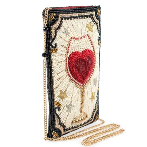Mary Frances Cheers Beaded Wine Glass Crossbody Cell Phone Bag Clutch Novelty Purse with Heart and Starburst Design, Multicolor3