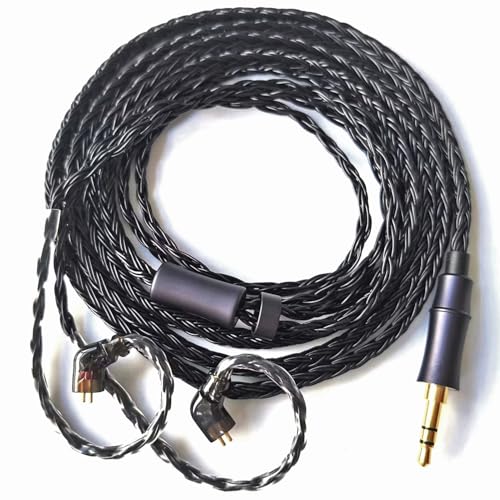 Fezzlo IEM Upgrade Cable, 16 Core Silver Plated Earphone Upgraded Cords, QDC-C Pin 1.5m in Ear Monitor Cable for KZ ZS10 ZSN PRO AS16 CCA CRA C12(Recessed 2pin 3.5mm 4.9ft) Black