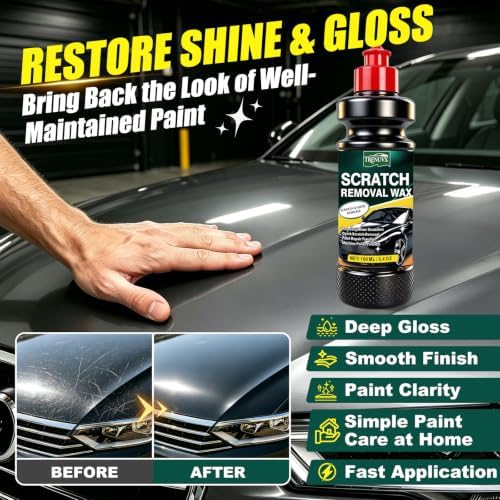 Car Scratch Remover for Vehicles, Car Scratch Repair Kit with Scratch Removal Wax, Rubbing Compound & Polishing Pad, Removes Light Scratches and Swirl Marks, Restores Car Paint Finish, 3.4oz/100ml - 5