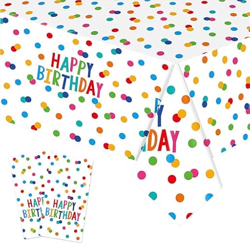 Ziyonix 2 Piezas Manteles Cumpleaños Infantil, 137 x 274cm Mantel de Plástico Impermeables para Fiesta, Manteles Puntos Desechables para Fiesta de Cumpleaños de Niñas Niños | Ya disponible en tu tienda friki favorita! En mundofriki.es!