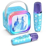 Mini Karaoke Machine for Kids,5 Voice Effects - Portable Bluetooth Speaker with 2 Wireless Mics LED Lights for Boys Girls Ages 3-12| Kids Karaoke Machine Birthday Gift Toy for Singing,Party & Play