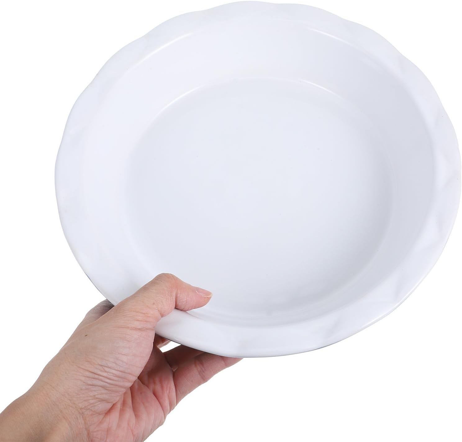 Uonlytech Ceramic round Pie Pan with Rippled Edges Multi-use Baking Dish Easy to Clean Family-sized Capacity Elegant Design for Kitchen and Dinner Use