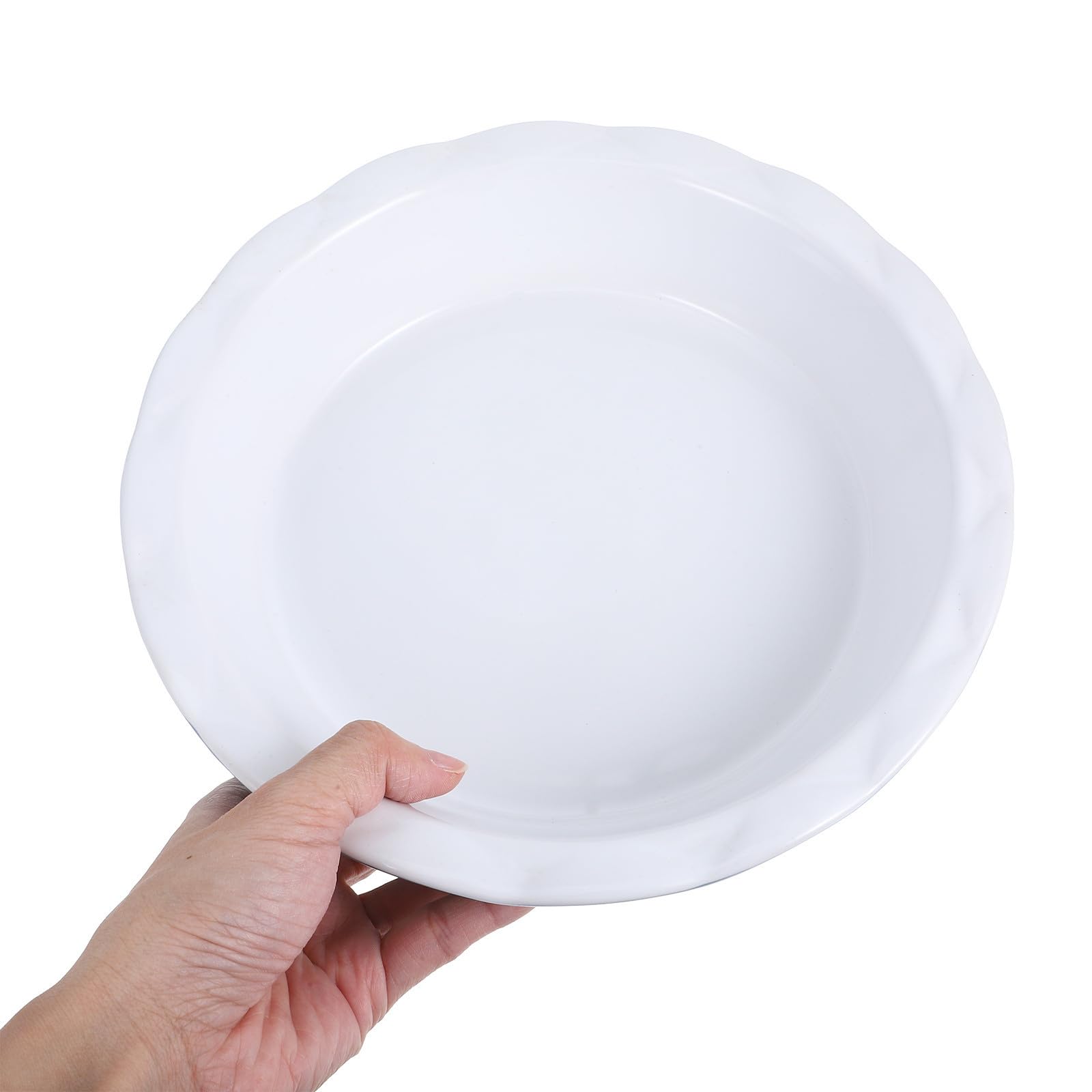 Plat à Tarte Rond en Céramique Bord Ondulé Antiadhésif, Plat à Four Profond pour Réunions Familiales et Petites Fêtes