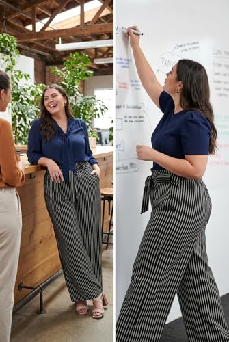 Image of OLRIK Women's Plus Size Pants Adjustable High Waisted Wide Leg Palazzo Pants Casual Trousers with Pockets Spring Clothes