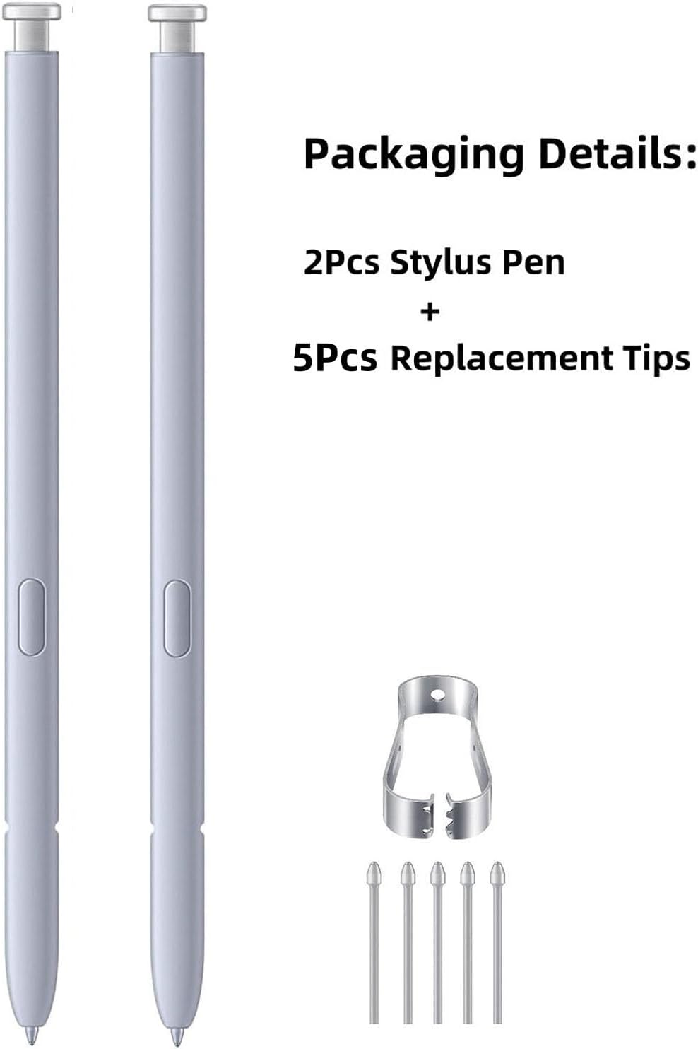 2 Pcs S25 Ultra S Pen Replacement Compatible with Samsung Galaxy S25 Ultra Stylus Pen All Versions, S25 Ultra Pen 4,096 Pressure Levels with 5xTips (Silverblue) image 3