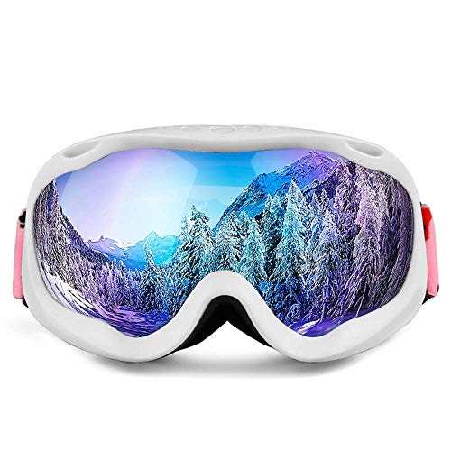 Lunettes de ski JIA JIA à double écran interchangeable bleu et monture blanche pour adulte