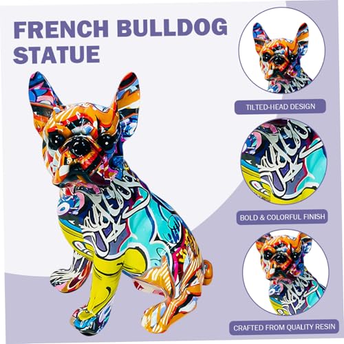 Statue de Bouledogue français en résine graffiti pour décoration