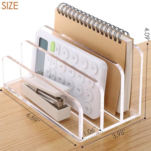 Porte-lettres vertical en acrylique transparent avec compartiments de rangement de dossiers