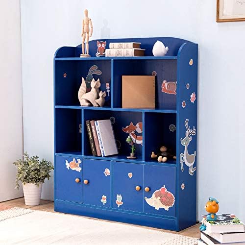 Emall Life Kids Bookshelf and Storage, Childrens Bookcases Displaying Books toys Organizer Shelving Unit for Boys and Girls (Blue)