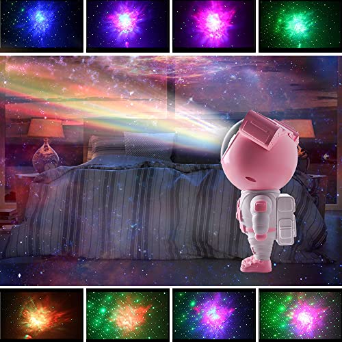 Moofahom Star Projector Galaxy Night Light With Timer And Remote - Astronaut Starry Nebula Ceiling Led Lamp, Gift For Kids And Adults For Bedroom, Christmas, Birthday, Valentine's Day Etc.（Pink-White） #TOP3