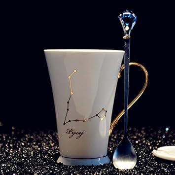 Generic Pisces: Creative Constellation Bone Coffee Mug 390Ml Ceramic Tea Cup Porcelain Tea Mug Lover Coffee Cup Valentine