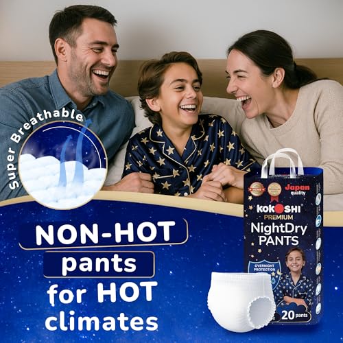 Kokoshi Premium Baby Pants Size 9 (27–57 kg), 20 pcs – Ultra-Soft, Hypoallergenic, 12h Protection, Breathable, Leak-Proof Japanese Pull-Up Nappies