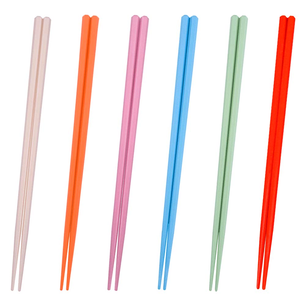 Huture Red, Pink, Orange, White, Green, Blue 6 Pairs Alloy Chopsticks 9.5" Reusable Chinese Style Chopsticks Non Slip Korean Japanese Style Easy Grip Noodles Ramen Hot Pot Sushi Chopsticks Dishwasher Safe Household Restaurant, 6 Color
