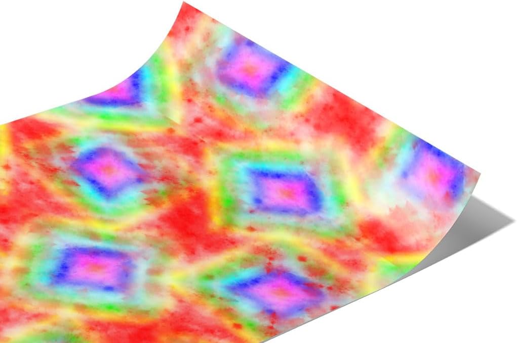 Rwraps Tie Dye Retro Flashback Matte Vinyl Film Wrap 59in x 18ft Vinyl Vehicle Car Film Sheet Roll