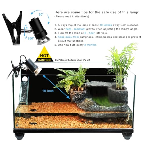image for DOMICA Reptile Heat Lamp with 50W UVA UVB Light Bulb, Basking Spot Lig