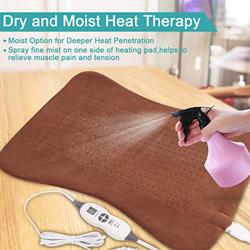 Tech Love XXL Electric Heating Pad for Neck Shoulder and Back Pain Relief with Fixation Strap Moist Heat Pad with Auto Shut Off Extra Large 20" x 28" Coffee