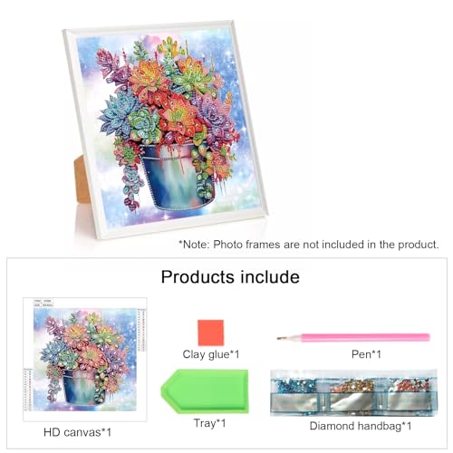 Image of AiYuanzsh 5D Special Shape Diamond Art Kits for Beginners, Diamond Art Painting Kits for Adults Succulent Pattern, Crystal Rhinestones Diamond Art for Home Wall Decoration Gift 12x12inch /30x30cm