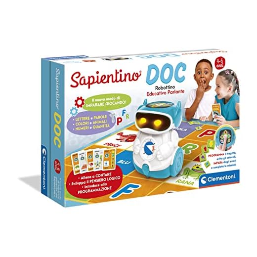 Clementoni Sapientino - Doc Robot - Coding e Programmazione, Robottino Educativo e Interattivo (in Italiano) per Bambini 5 Anni - 17698