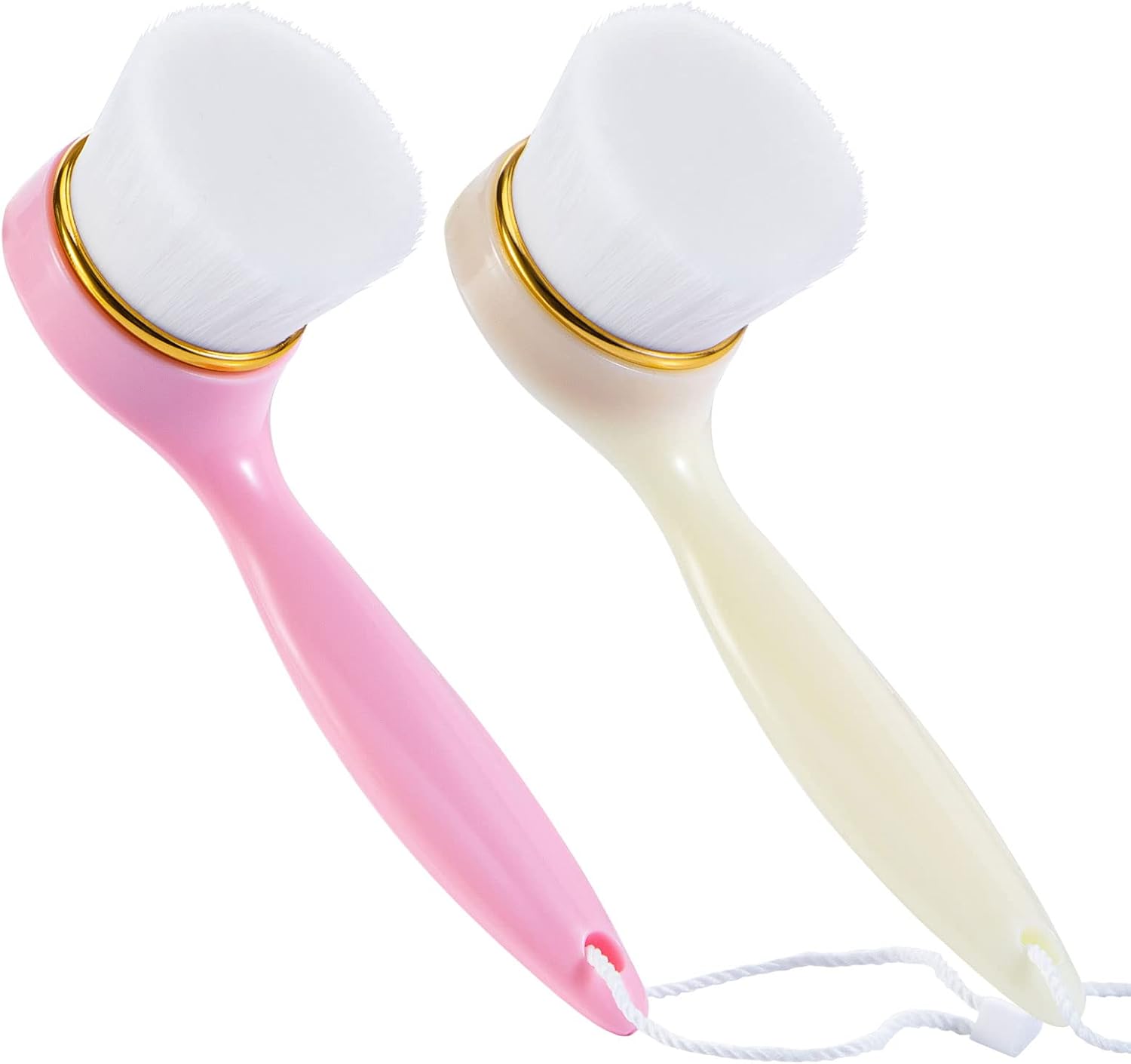 2 Pack Soft Bristle Facial Cleansing Brush for Deep Pore Cleaning, Face Exfoliating Scrub Brush for Face Cleansing Skincare Massaging (Pink and Jade White)