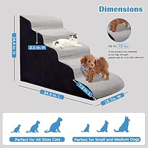 Dog-Stairs-for-Small-Dogs-High-Beds-25-H-5-Step-Dog-Steps-for-Small-DogsCats-Pet-StairsPet-Steps-for-High-Beds-Climbing-Non-Slip-Balanced-Dog-Ramps-for-Old-DogsCats-Injured-Grey - Cucciolini Doodles Dog-Stairs-for-Small-Dogs-High-Beds-25-H-5-Step-Dog-Steps-for-Small-DogsCats-Pet-StairsPet-Steps-for-High-Beds-Climbing-Non-Slip-Balanced-Dog-Ramps-for-Old-DogsCats-Injured-Grey